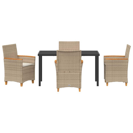 Trädgårdsmöbelset 5 pcs Beige konstrotting