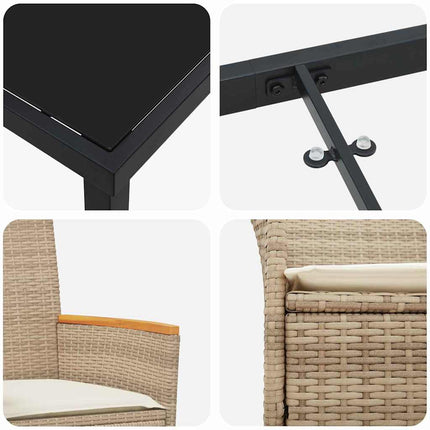 Trädgårdsmöbelset 5 pcs Beige konstrotting