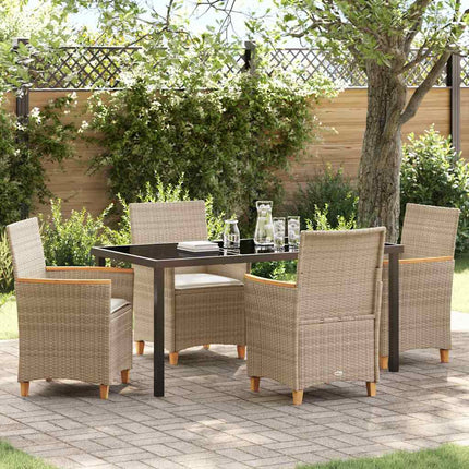 Trädgårdsmöbelset 5 pcs Beige konstrotting