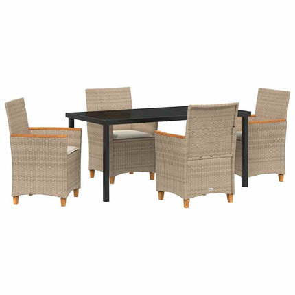 Trädgårdsmöbelset 5 pcs Beige konstrotting