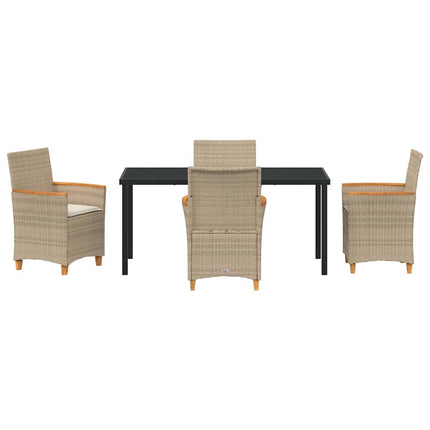 Trädgårdsmöbelset 5 pcs Beige konstrotting