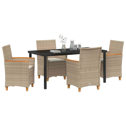 Trädgårdsmöbelset 5 pcs Beige konstrotting