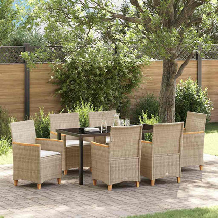 Trädgårdsmöbelset 7 pcs Beige konstrotting