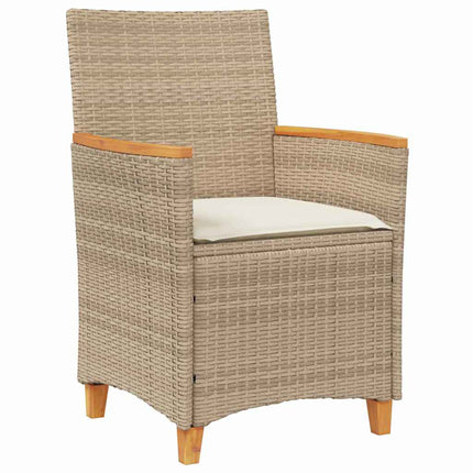 Trädgårdsmöbelset 9 pcs Beige konstrotting