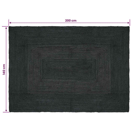 Områdesmattor Rektangulär Mörkgrå 140 x 200 cm Jute
