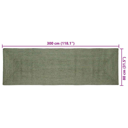 Områdesmattor Rektangulär Olivgrön 80 x 300 cm Jute