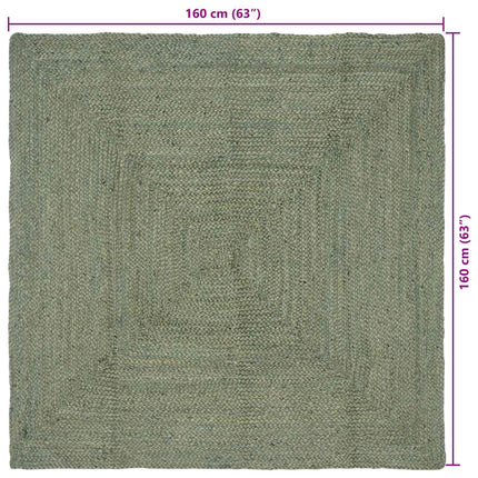 Områdesmattor Rektangulär Olivgrön 160 x 160 cm Jute
