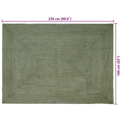 Områdesmattor Rektangulär Olivgrön 160 x 230 cm Jute