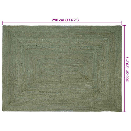Områdesmattor Rektangulär Olivgrön 200 x 290 cm Jute