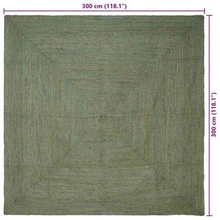 Områdesmattor Fyrkantig Olivgrön 300 x 300 cm Jute