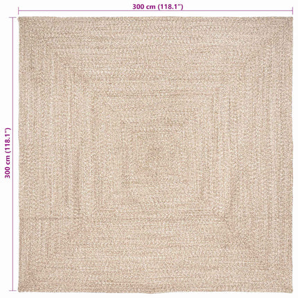 Områdesmattor Naturlig och vit 300 x 300 cm Jute
