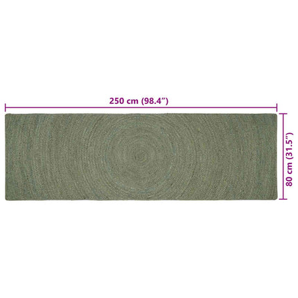 Områdesmattor Olivgrön 80 x 250 cm Jute