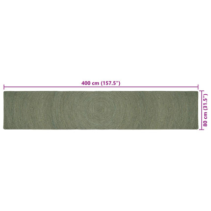 Områdesmattor Olivgrön 80 x 400 cm Jute