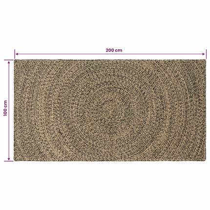 Områdesmattor Naturlig och svart 100 x 200 cm Jute
