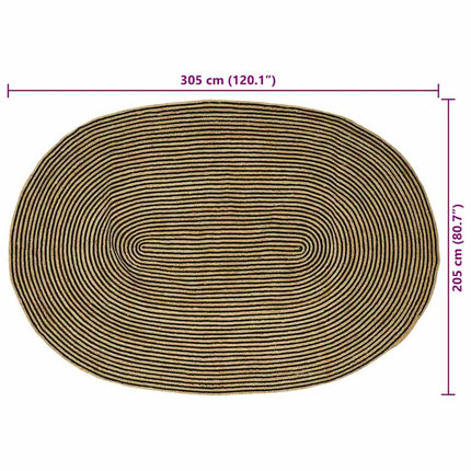 Områdesmattor Naturlig och svart 205 x 305 cm Jute