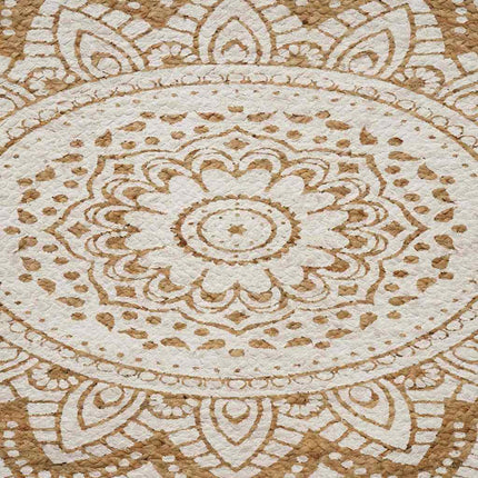 Områdesmattor Blommor Naturlig med vit tryck 122 x 183 cm Jute