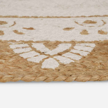 Områdesmattor Blommor Naturlig med vit tryck 122 x 183 cm Jute