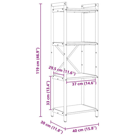 Hyllsystem Sonoma-ek 40 x 30 x 119 cm Konstruerat trä