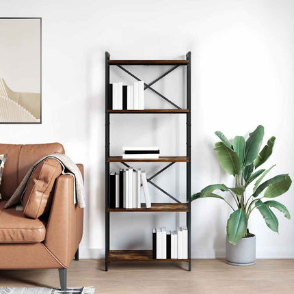 Hyllsystem Rökt ek 60 x 30 x 155 cm Konstruerat trä