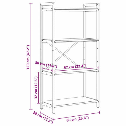 Hyllsystem Svart Ek 60 x 30 x 120 cm Konstruerat trä