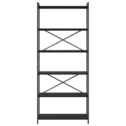 Hyllsystem Svart Ek 80 x 30 x 189,5 cm Konstruerat trä