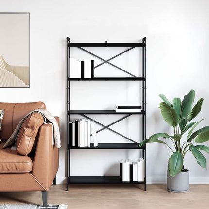 Hyllsystem 80 x 30 x 155 cm Konstruerat trä Svart Ek
