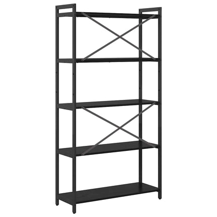 Hyllsystem 80 x 30 x 155 cm Konstruerat trä Svart Ek