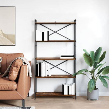 Hyllsystem Rökt ek 80 x 30 x 155 cm Konstruerat trä