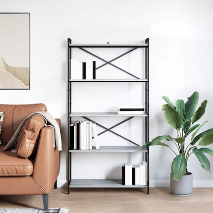 Hyllsystem Grå sonoma 80 x 30 x 155 cm Konstruerat trä