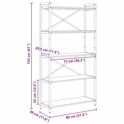 Hyllsystem Gammalt trä 80 x 30 x 155 cm Konstruerat trä