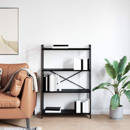 Hyllsystem 80 x 30 x 120 cm Konstruerat trä Svart Ek