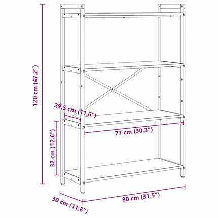 Hyllsystem Gammalt trä 80 x 30 x 120 cm Konstruerat trä