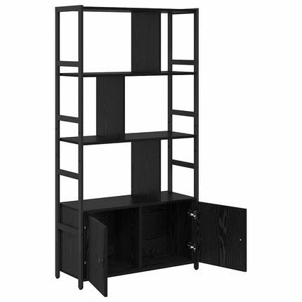 Hyllsystem 80 x 30 x 155,5 cm Konstruerat trä Svart Ek