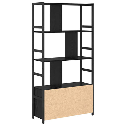 Hyllsystem Svart Ek 80 x 30 x 155,5 cm Konstruerat trä