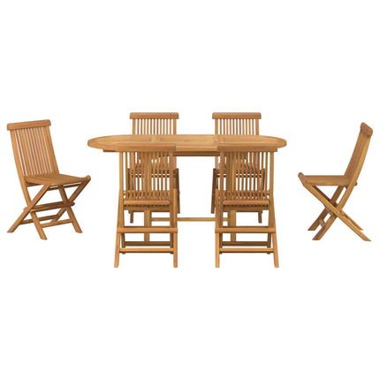 Trädgårdsmöbelset 7 pcs Brun Massivt teakträ