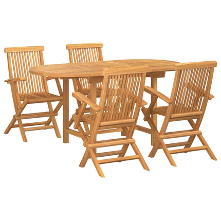 Trädgårdsmöbelset 5 pcs Brun Massivt teakträ