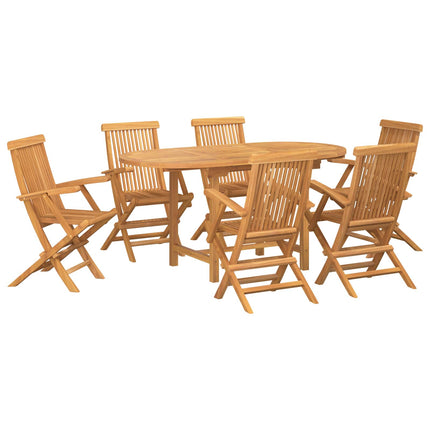 Trädgårdsmöbelset 7 pcs Brun Massivt teakträ