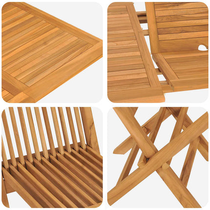 Trädgårdsmöbelset 5 pcs Brun Massivt teakträ