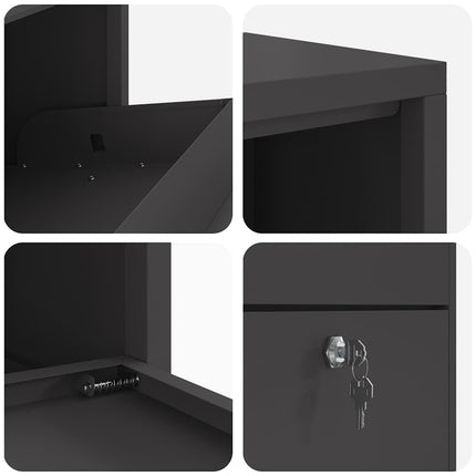 Paketbox med lagring med dörr Svart 44 x 22 x 82 cm Stål