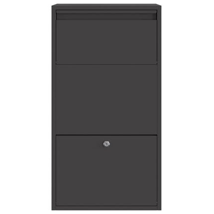 Paketbox med lagring med dörr Svart 44 x 22 x 82 cm Stål