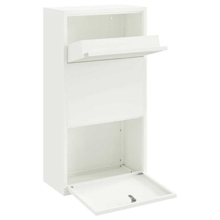 Paketbox med lagring med dörr med lås Vit 44 x 22 x 82 cm Stål