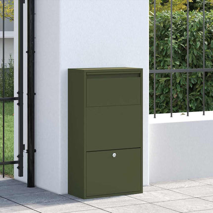 Paketbox med lagring med dörr Olivgrön 44 x 22 x 82 cm Stål