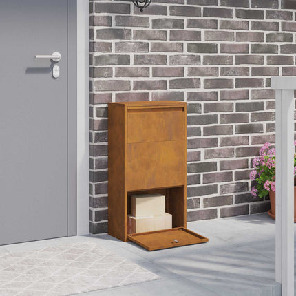 Paketbox med lagring Rostig 44 x 22 x 82 cm Väderbeständig stål
