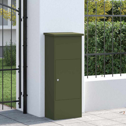 Paketbox med lagring med lås Olivgrön 44,5 x 29 x 110,5 cm Stål