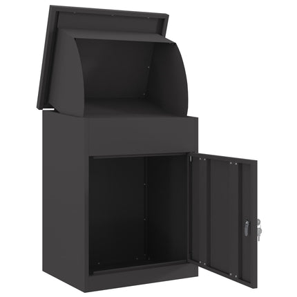 Paketbox med lagring med dörr Svart 47.5 x 38 x 59 cm Stål