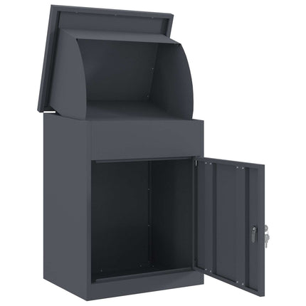 Paketbox med lagring med dörr Antracit 47.5 x 38 x 59 cm Stål