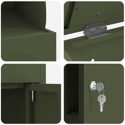 Paketbox med lagring med dörr Olivgrön 47.5 x 38 x 59 cm Stål