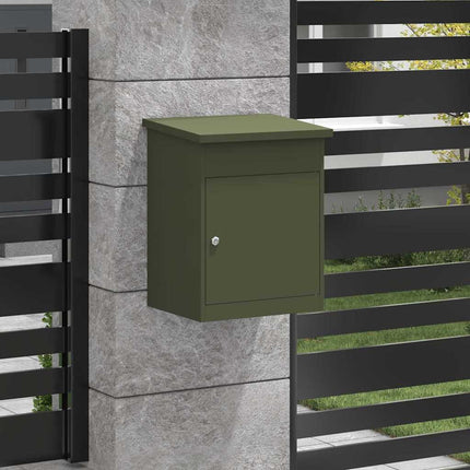 Paketbox med lagring med dörr Olivgrön 47,5 x 38 x 59 cm Stål