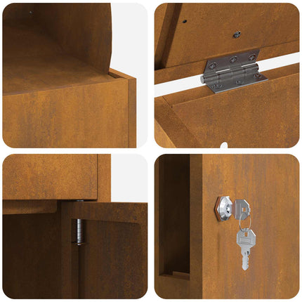 Paketbox med dörr Rostig 47,5 x 38 x 59 cm Väderbeständig stål