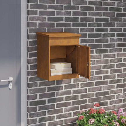 Paketbox med dörr Rostig 47,5 x 38 x 59 cm Väderbeständig stål